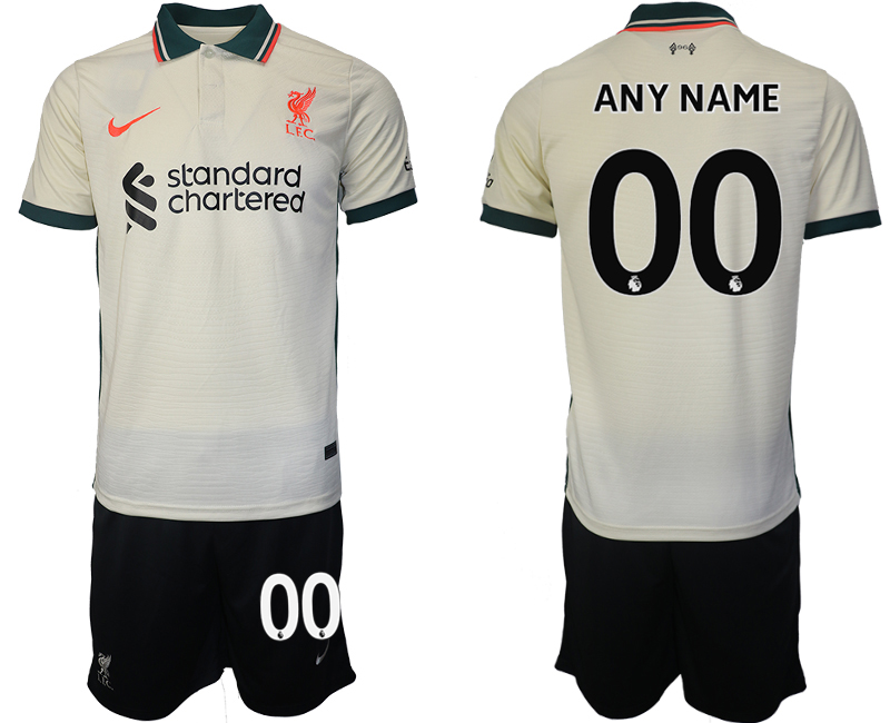 Men 2021-2022 Club Liverpool away cream customized Soccer Jersey